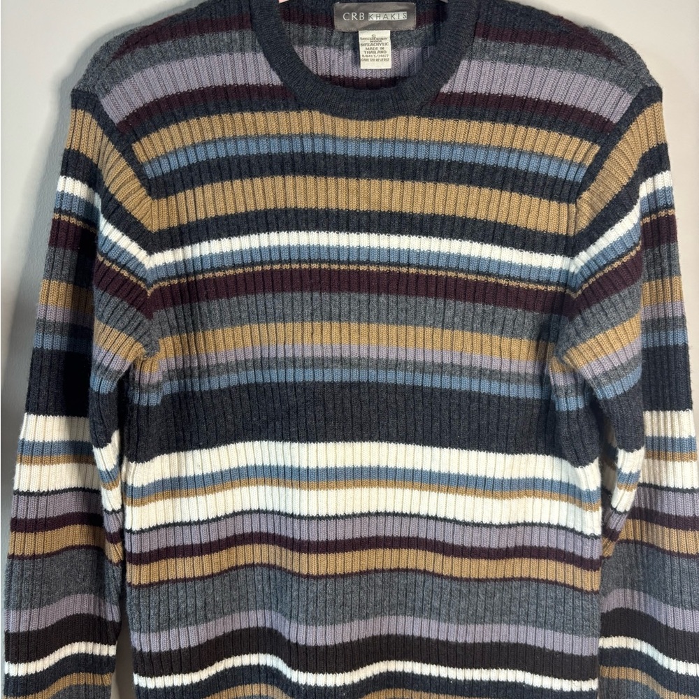 CRB Khakis Merino wool blend  size Sstriped  Sweater -‎ Multicolor